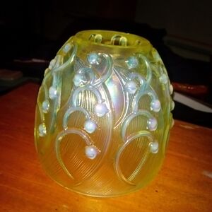 Fenton Fairy Lamp Lily of the Valley Opalescent Uranium